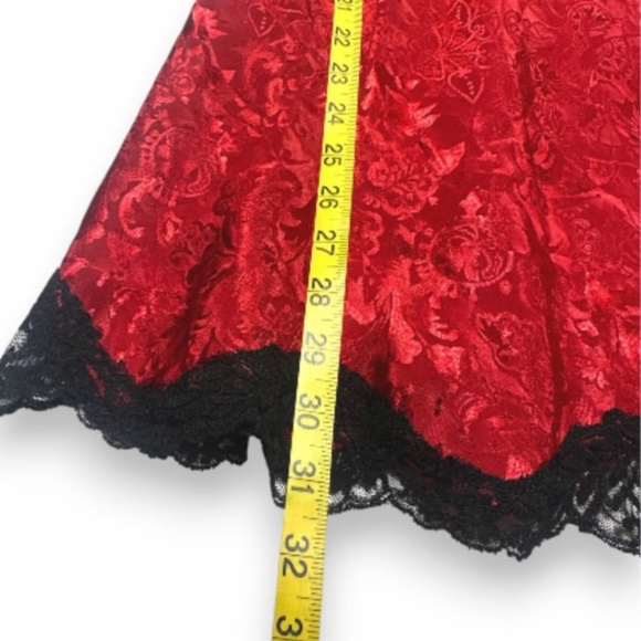 Vintage Victoria Secret Red Satin Jacquard Slip Dress Chemise Size Large Lace - Picture 5 of 6